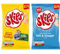 Skips Crisps Variety Box - Prawn Cocktail and Salt & Vinegar flavour, 16 x 45g packs