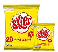 Skips Multipack Prawn Cocktail Crisps Flavoured Fizzy Light & Melty Tapioca Crisp Snacks, 20 x 13.1g (Pack of 20)