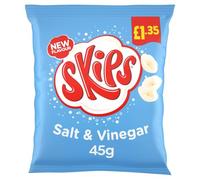 Skips Salt and Vinegar Crisps, 16 x 45g Packs, Light Melty Potato Snacks, Bulk Buy for Lunchboxes and Parties