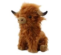 SKIPTHYBER Brown Highland Cow Plush 28cm Super Soft Stuffed Animal Doll Realistic Highland Cow Soft Doll, Soft Cuddly Farm, Soft Cuddly for Farm Home Decor Kids Gift