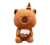 SKIPTHYBER Capybara Birthday Hat Plush Toy, 25cm Adorable Soft Capybara Doll, Apybara Stuffed Animal,Capybara Plush Birthday Cake with Cupcake and Embroidered,Doll Home Decoration Gift for Kids