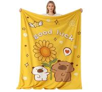 SKIPTHYBER Capybara Blanket Throw Pillow Blanket Flannel Cozy Plush Fleece Quilt,Warm Flannel Bedding Blanket for Soft Bed Couch Sofa Camping Travel 150cm×100cm