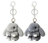 SKIPTHYBER Plush Bunny Keychain 2PCS Soft Fluffy Rabbit Keychain Elegant Gift Cute Bunny Decorations Easter Bag Backpack Teens