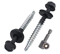 SKIR'CO (10 pcs) Painted Roofing Screws 4.8 x 50 mm, Hex Head, Self-Drilling Screws With EPDM Washers (Anthracite Grey, RAL 7016)