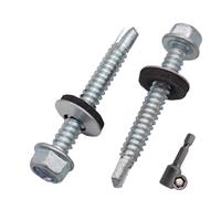 SKIR'CO (10 pcs) Zinc Plated Roofing Screws 6.3 x 50 mm, Hex Head, DIN 7504-K Self-Drilling Screws With EPDM Sealing Washers