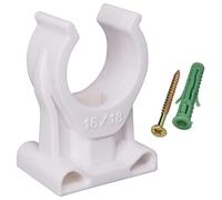 SKIR'CO Pipe Clips, White, 10 Pack, 16-18 mm, Plastic, Simple Mounting, Suitable for Various Pipes
