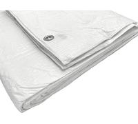 SKIR'CO White Tarpaulin 3 x 4 m, Waterproof, 55 g/m2 Sheet with Eyelets, Protective Sheet, Car Cover, Multipurpose Tarpaulin