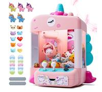 Skirfy Unicorns Claw Machine, Mini Vending Machine with Lights & Music, Adjustable Sound, Candy and Electronic Prize Dispenser, Includes 45 Toys, Candy and Birthday Gift for Kids Girls