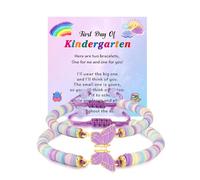 SKIRIFLA 2Pcs First Day of Kindergarten School Bracelets for Mommy and Me, Matching Butterfly Bracelets for Mother Daughter Son, M, no gemstone