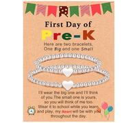 SKIRIFLA 2Pcs First Day of School Kindergarten Pre-K Bracelets for Mommy And Me,Matching Heart Bracelets for Mother Daughter Son, M, Copper, no gemstone