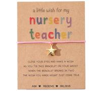 SKIRIFLA Daycare Teacher Appreciation Gifts for Women,18K Gold Plated Wish Bracelet for Preschool Nursery Teacher Valentines Day Gifts, M, no gemstone