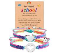 SKIRIFLA First Day of Kindergarten Pre K Gifts for Mother Daughter,Mommy and Me Bracelet Matching Heart Bracelets Set for 2, M, no gemstone