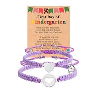 SKIRIFLA First Day of Kindergarten Pre K Gifts for Mother Daughter,Mommy and Me Bracelet Matching Heart Bracelets Set for 2, M, no gemstone