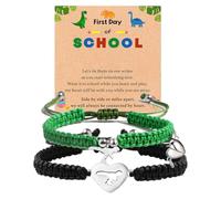 SKIRIFLA First Day of Kindergarten School Pre K Gifts for Mother Son,Mommy and Me Bracelet Matching Dinosaur Bracelet Set for 2, M, no gemstone