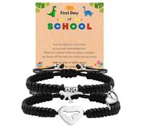SKIRIFLA First Day of Kindergarten School Pre K Gifts for Mother Son,Mommy and Me Bracelet Matching Dinosaur Bracelet Set for 2, M, no gemstone