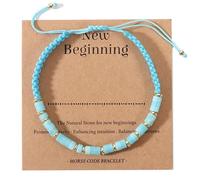 SKIRIFLA Healing Crystals Morse Code Bracelets for New Beginning, Friendship Get Well Soon Gifts Inspirational Gifts for Women Best Friend, M, Stone, no gemstone