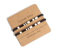 SKIRIFLA Natural Stone Matching Morse Code Bracelets for Couples, I Love You Bracelet for Soulmate Boyfriend Girlfriend Husband, M, Stone, no gemstone