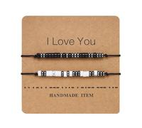 SKIRIFLA Natural Stone Matching Morse Code Bracelets for Couples, I Love You Bracelet for Soulmate Boyfriend Girlfriend Husband, M, no gemstone