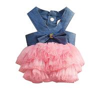 Skirt Bubble Dresses Princess for Dog Dress Cowboy Dog Dress Pet Clothes Dog Jumper M (Blue, L)