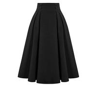 Skirt Fashion Pleated Casual High Skirt Waist Vintage Women with Pockets Skirt Lace up Skirt for Women Black