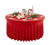 Skirt for Table - 6ft/9ft Christmas Round Pleated Table Clothes | Red Tableskirts Desk Cover Decorations for Christmas Baby Shower Birthday Party Banquet Buffet Classroom Gatherings Holiday