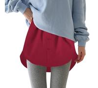 Skirt for Woman Girls, Underskirt for Women, Above The-Knee Half-Skirt Adaptable to Casual UnderskirtHalf Mini Skirt Ladies Versatile Adjustable Fashion Layered Fake Top Lower Sweep Shirt Wine