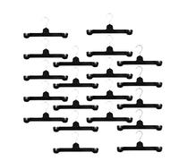 Skirt Hangers Trouser Hanger Multi Pack Black Plastic Dress Shorts Hanger with Non-Slip Big Clips Space Saving and 360 Rotatable Hook (Black) (20)