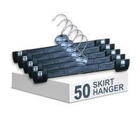 Skirt Hangers Trouser Hanger Multi Pack Black Plastic Dress Shorts Hanger with Non-Slip Big Clips Space Saving and 360 Rotatable Hook (Black) (50)