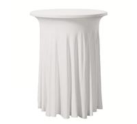 SKIRT style SPANDEX Tablecloth for round poseur Table, pleated Stretch Cover for cocktail table (White, 60 cm Diameter)