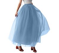 Skirt with Shorts Pleated Elastic Waist Bubble Skirt Short Festival Skirt All The Colors in Profusion Women Y2k Bubble Long Skirt Low Rise Ruffle Long Tutu Skirts for Women Plus Size Sky Blue