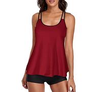 Skirted Swimwear Bra Sized Bathing Suits Gifts for Her Wedding Tankinis for Women with Boyshorts Control Tummy Flowy Tank Top Swimsuits Bathing Suits Swimwears Two Piece Set Sale Clearance Items