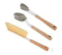 Skirting Board Cleaner 3 Piece Set With Handle Wooden Brush Multifunctional Bed Brush Sofa Shoe With Handle Bathroom Suitable For Cleaning (White, 27x5. 5cm、 26x3. 5cm、 39. 5x2. 6cm)