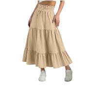 Skirts for Girls Spring Summer Boho Beach Dresses Long Flowy A Line Swing Maxi Homecoming Skirts Beige 12-13 Years