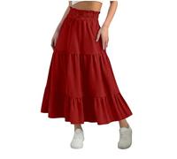 Skirts for Girls Spring Summer Boho Beach Dresses Long Flowy A Line Swing Maxi Homecoming Skirts Red 10-11 Years