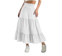 Skirts for Girls Spring Summer Boho Beach Dresses Long Flowy A Line Swing Maxi Homecoming Skirts White 12-13 Years