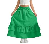 Skirts for Girls Spring Summer Boho Beach Holiday Dresses Long Tiered Ruffle Flowy A Line Maxi Homecoming Skirts Green 4-5 Years