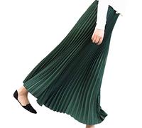Skirts for Women Maxi Pleated Skirt Elastic Skirt High Waist Pleated A-Line Swing Long Skirt (Green, Free Size), One Size