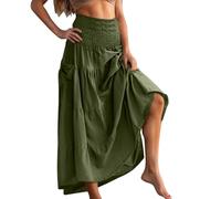 Skirts for Women UK Elasticated Waist A Line Skirt Vintage Bohemian Summer Maxi Skirt Ladies Beach Swing Long Skirts for Holiday Vacation