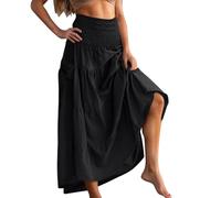 Skirts for Women UK Elasticated Waist A Line Skirt Vintage Bohemian Summer Maxi Skirt Ladies Beach Swing Long Skirts for Holiday Vacation