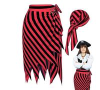 Skirts Pirate Costumes for Women, Pirate Costumes for Women, Pirate Dress Role Play Halloween Pirate Costumes - Striped Skirts, Renaissance Costume Accessories, Bandana Captain Outfit for Halloween