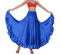 Skirts Women- Traditional Spanish Folk Dance Skirt Flared Midi Length with Elegant Flying Performances
