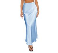 Skirts Women UK Clearance Maxi Skirts for Women UK Summer Spring Summer Satin Skirt High Waisted Maxi Party Wedding A Line Long Evening for Ladies Kilt Fancy Dress Sky Blue