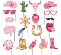 SKIRUP 19 Pieces West Cowgirl Photo Booth Props Kit, Cowgirl Western Party Decorations Selfie Props for Western Cowboy Theme Party Favors Supplies (Cowgirl)
