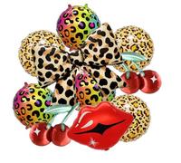 SKIRUP Cheetah Print Foil Balloon Set, Leopard Red Lip Birthday Decorations, for Women's Birthday Party, Bachelorette Party, Girls Night, Photo Booth