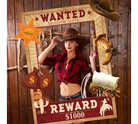 SKIRUP Wild West Western Photo Booth Props Western Cowboy Party Decorations PKit Western Rodeo Backdrop Photoshoot Fun Selfie Frame Western Party Supplies for Adult Birthday Cowboy Decor