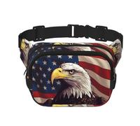 Skis on mountain Fanny Pack for Women Men Fashion Waist Pack Adjustable Belt Bag for Workout Running Travelling Casual Waist Bag, USA Flag And Eagle, One Size