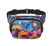 Skis on mountain Fanny Pack for Women Men Fashion Waist Pack Adjustable Belt Bag for Workout Running Travelling Casual Waist Bag, Colorful Butterfly Flower, One Size