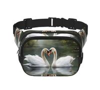 Skis on mountain Fanny Pack for Women Men Fashion Waist Pack Adjustable Belt Bag for Workout Running Travelling Casual Waist Bag, Two Swans, One Size