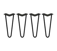 SkiSki 4 x 12" Hairpin Legs - 2 Prong - 12mm - Black