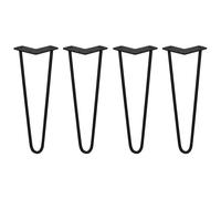 SkiSki 4 x 14" Hairpin Legs - 2 Prong - 10mm - Black